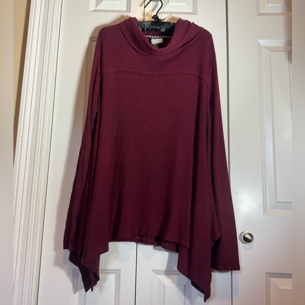 Knox Rose Maroon Cowl Neck Sweater XXL Cozy Whimsygoth Fairycore‎
